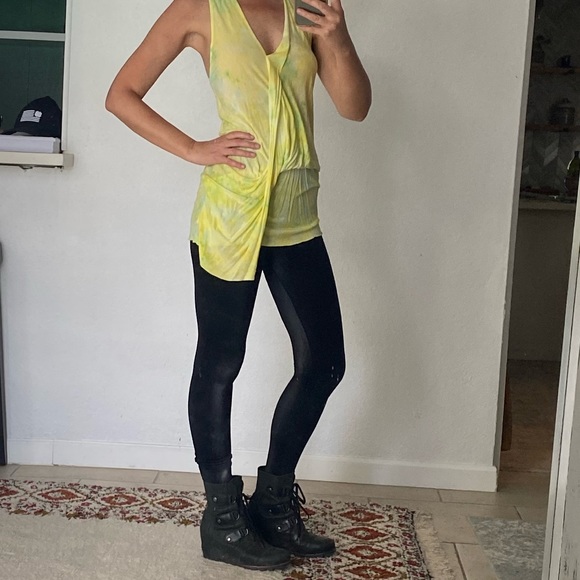 YOUNG FABULOUS & BROKE tie-dye front knot draping tank top, Sz XS - Picture 5 of 6